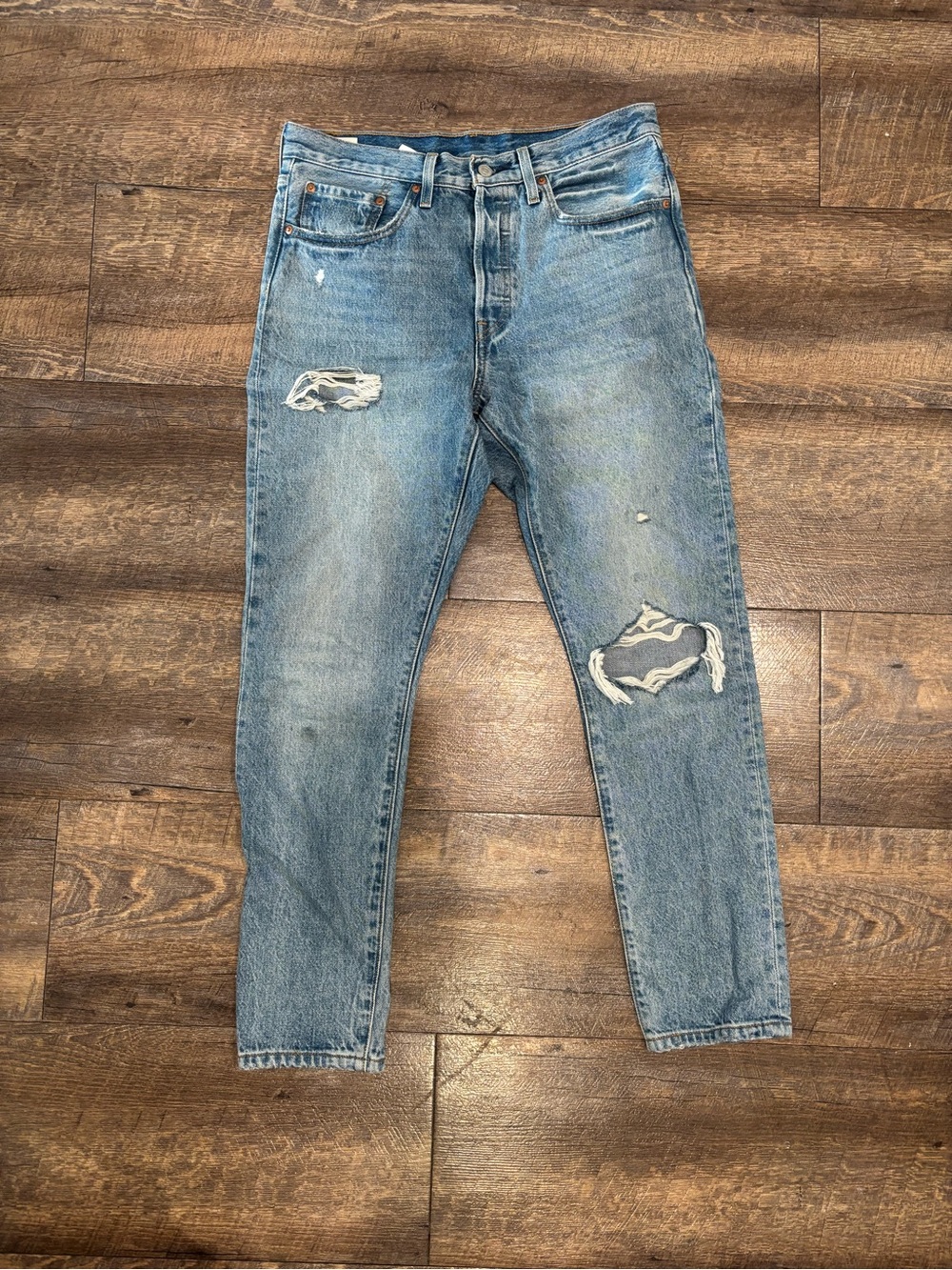 Levi's Light Blue Distressed Slim Straight Jeans